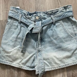 American Eagle Outfitters Light Blue Paperbag Denim Shorts with Tie Belt